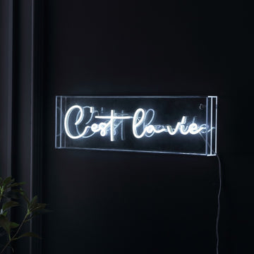C'est La Vie Contemporary Glam Acrylic Box USB Operated LED Neon Light - JONATHAN Y